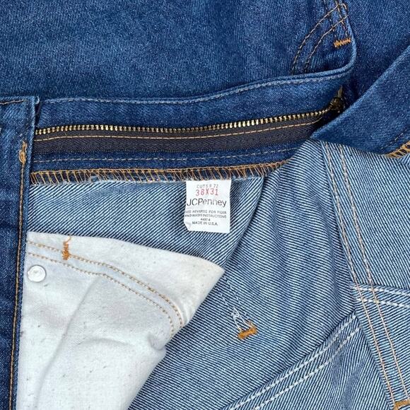 True Vintage Plain Pockets Jeans Bootcut Flared Fit Dark Wash Denim 70s - Picture 5 of 5